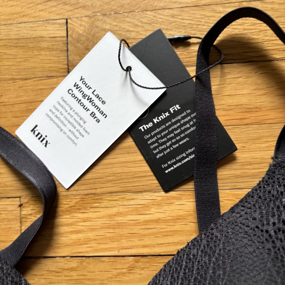 Knix Lace WingWoman's Contour Bra Black Wireless Soft Lace Size 7 NWT XL Goth - Picture 5 of 10